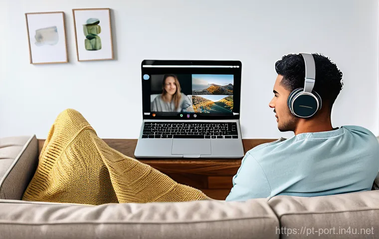 포르투갈어 무료 강의 사이트 - A young adult, casually dressed in a stylish sweater and jeans, sits comfortably at a sunlit café ta...