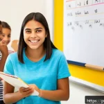 Home 20 포르투갈어 문법 쉽게 배우기 - A cheerful Brazilian classroom scene showing diverse students attentively learning Portuguese gramma...